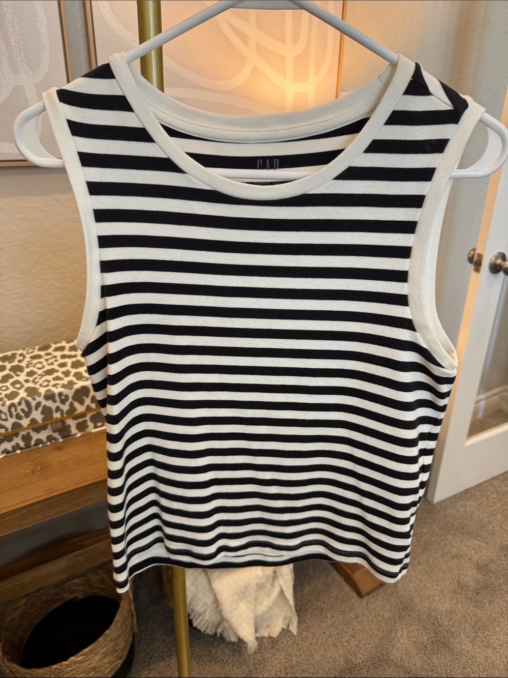 GAP Black & White Striped Sleeveless Tank